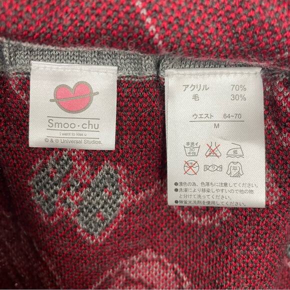 Peanuts | Snoopy Knit Skirt Medium Gray Red Smoo-chu - Picture 8 of 9